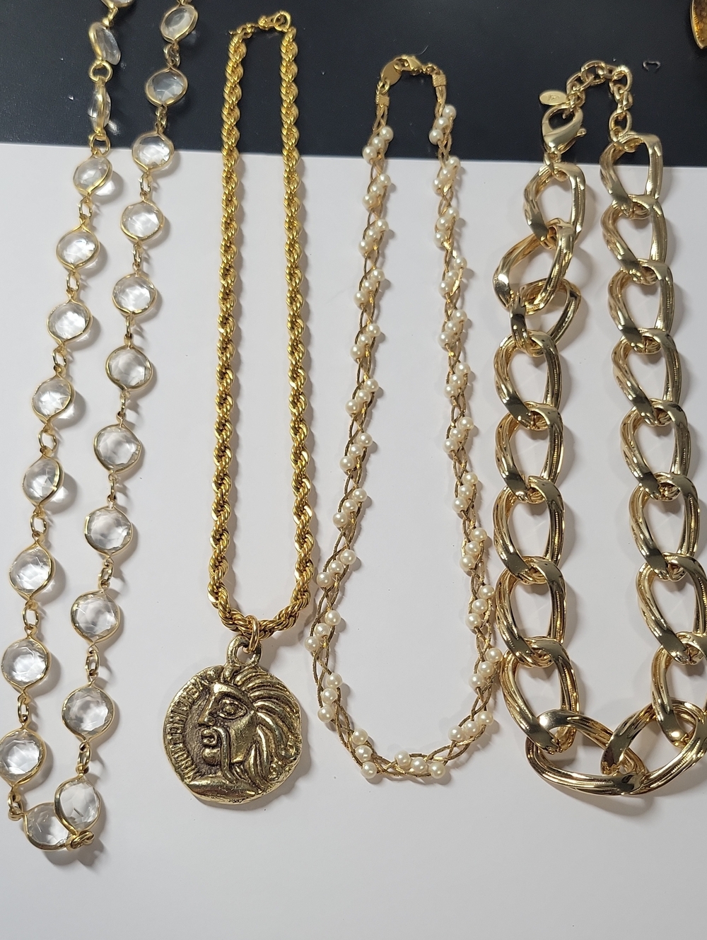 Gold Tone Chain Pendant Necklace with Coin Medallion - Women's Jewelry